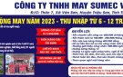 Công ty TNHH May Sumec Việt Nam tuyển dụng lao động